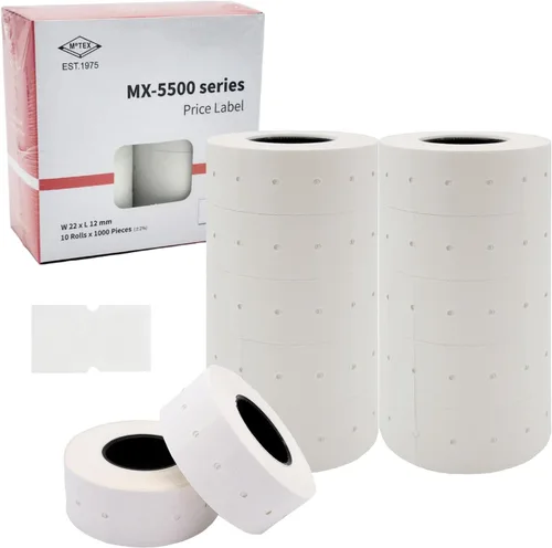 Miniatura 6 de Motex 1 línea en blanco - 10,000 etiquetas verdes en blanco para pistolas de precio y fecha, compatibles con MX-5500 y pistolas Perco de 1 línea