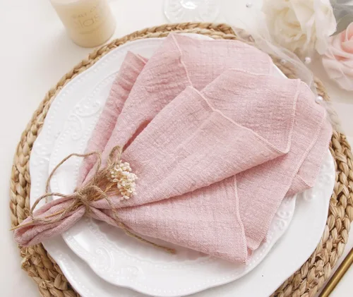 Miniatura 7 de Servilletas de tela para cena 10 unidades, servilletas de gasa 100% algodón natural suave, servilletas lavables ideales para bodas, decorativas