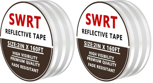 Miniatura 9 de SWRT Cinta reflectante de 2 pulgadas x 30 pies para exteriores, impermeable, DOT-C2, resistente a la decoloración, cinta reflectante blanca, cinta