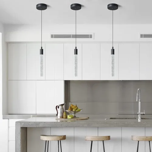 Miniatura 7 de Iluminación colgante moderna para isla de cocina Luz colgante regulable LED acabado negro Mini iluminación colgante de cristal para dormitorio