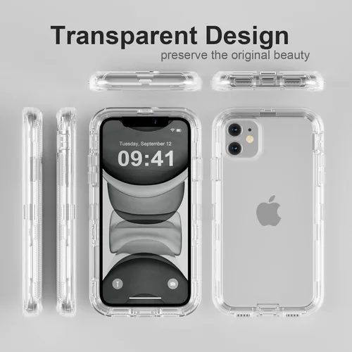 Miniatura 6 de Follaroma para iPhone 11, Funda Resistente a Prueba de Golpes, Protección Anti-Caída, Funda Protectora Transparente de Doble Capa Compatible