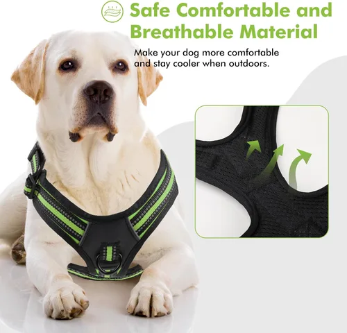 Miniatura 20 de Arnés para perro sin tirones, sin estrangulamiento, arnés para mascotas, ajustable, suave, acolchado, con asa de fácil control y tiras reflectantes