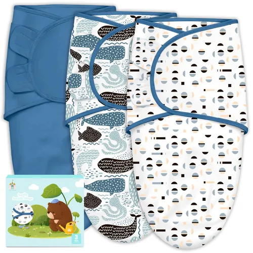 Cute Castle 3 paquetes de sacos de dormir para bebé - Saco de dormir para recién nacido - Manta para envolver ergonómica para bebé para niños y Azul