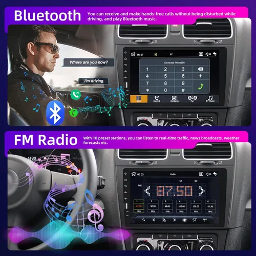 Miniatura 4 de Estéreo de coche de 9 pulgadas con pantalla táctil de un solo DIN compatible con Apple Carplay y Android Auto, radio de coche Bluetooth con cámara