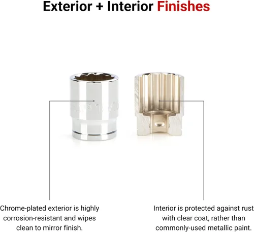 Miniatura 3 de TEKTON SHD92104 - Juego de llaves de vaso de 12 puntos poco profundas de 1/2 pulgada con riel, 15 piezas (0.394-0.945 in)