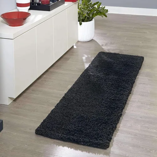Miniatura 6 de Unique Loom Zuniga Solid Shag Collection alfombra moderna de felpa negra de área (7' 0 x 10' 0)