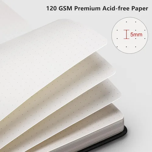 Miniatura 3 de RETTACY Cuaderno de diario punteado, paquete de 2, 160 páginas numeradas por paquete, tamaño mediano A5 (5.7 x 8.3 pulgadas), papel grueso de 120