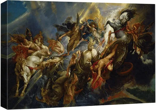 wall26 - Pintura al óleo de La Caída de Faetón de Peter Paul Rubens - Estilo barroco - Ángeles, católico, cristianismo - Arte en lienzo para el