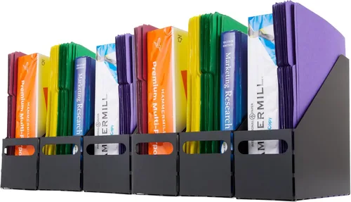 Miniatura 10 de IRIS Contenedor de plástico para libros de Estados Unidos, paquete de 8, caja de contenedor de conexión vertical para oficina, dormitorio, estudio