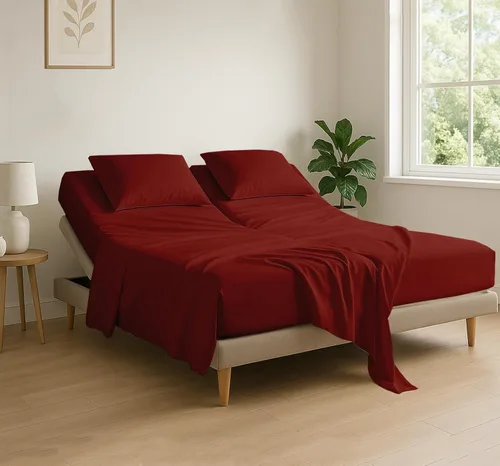 Miniatura 61 de Cottingon Juego de sábanas de 4 piezas de tamaño King con cabezal flexible, sábanas divididas de 34 pulgadas para camas ajustables con números
