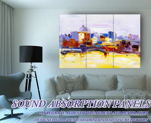 Miniatura 3 de Paquete de 6 paneles acústicos artísticos insonorizados, paneles de pared de 72 x 48 pulgadas, paneles de sonido decorativos autoadhesivos