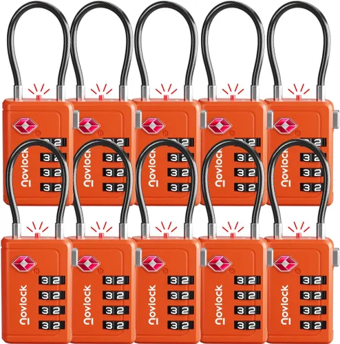 Miniatura 19 de Cerradura de equipaje aprobada por la TSA Indicador de inspección, combinación de 4 dígitos, aleación de zinc duradera para maletas, mochilas
