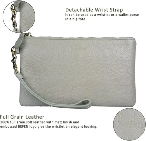 Miniatura 4 de Befen - billetera de mano de cuero de plena flor genuino, de agarre para mujer, cartera de mano para teléfono inteligente, billetera
