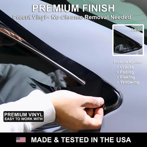 Miniatura 4 de BOGAR TECH DESIGNS Para Lexus RC 2019-2025 Front Chrome Delete - Kit de superposición de vinilo precortado, borde opaco negro brillante