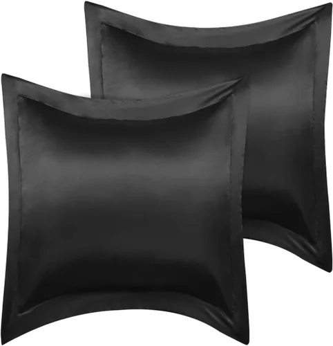 Miniatura 11 de PiccoCasa Paquete de 2 fundas de almohada de satén para cabello y piel, fundas de almohada Euro Sham suaves y sedosas Oxford con cierre de sobre