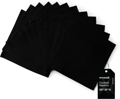 Miniatura 65 de Encasa XO Cocktail Cloth Napkins Set of 12 Pure Cotton Table Napkin Size (9"x9") B Grey Solid Machine Washable
