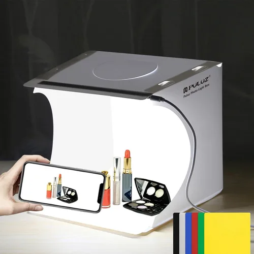 Miniatura 16 de Caja de luz, PULUZ 11.8"/30cm Caja de luz para estudio fotográfico, caja de luz portátil con brillo ajustable, caja de luz profesional plegable
