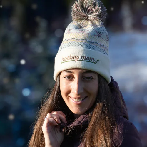 Miniatura 4 de ChalkTalkSPORTS Hockey Mom Knitted Beanie Hat Hockey Mom Pom Beanies