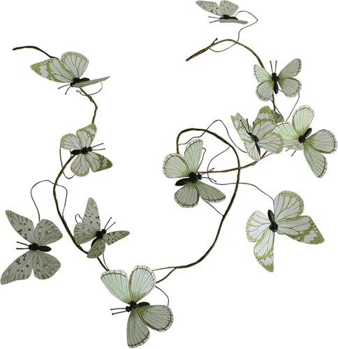 Miniatura 22 de Guirnalda de mariposa artificial, enredaderas decorativas de mariposa falsas, decoración colgante de mariposa única en 3D para pared del hogar, Azul