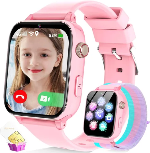 Miniatura 8 de Reloj inteligente 4G para niños, reloj inteligente para niños y niñas de 4 a 12 años con llamadas, SOS, controles parentales, juegos, cámara