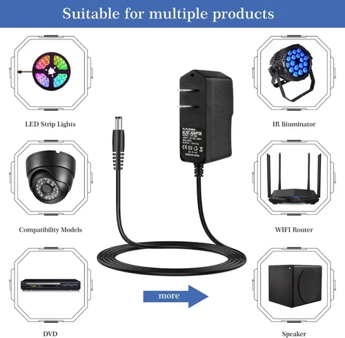 Miniatura 4 de Adaptador de fuente de alimentación de pared de 12 V CC 2A con enchufe de 0.083 in x 5.5 2A (2000 MA) CA 100-240 V a CC 12 voltios, adaptador