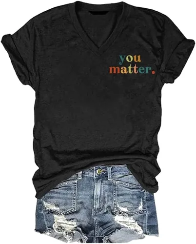 Miniatura 2 de Camiseta You Matter You Amazing Beautiful Enough Casual cuello en V para mujer