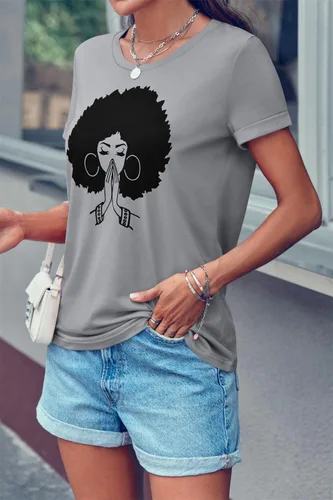 Miniatura 4 de Qianxitang camisetas de manga corta de cuello redondo de algodón con estampado gráfico para verano