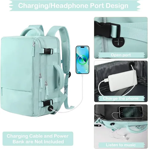 Miniatura 7 de Hanples - Mochila de viaje para mujeres y hombres, mochila grande de mano, artículo personal, mochila para laptop aprobada por TSA para vuelos