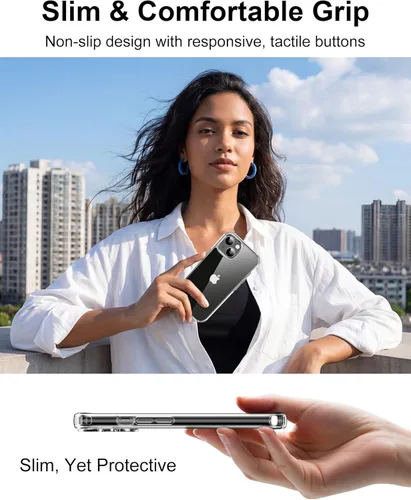 Miniatura 7 de HOOMIL Funda para iPhone 13 de 6.1 Pulgadas, sin amarillamiento, protección contra caídas, cubierta trasera dura transparente antiarañazos - Cristal