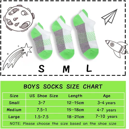 Miniatura 4 de Comfoex Calcetines para niños 6 pares de calcetines deportivos de tobillo medio acolchado calcetines de corte bajo para niños pequeños y grandes