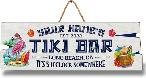 Miniatura 18 de Artsy Woodsy Letrero de madera personalizado con estampado de barra Tiki (no tallado ni neón), decoración de verano, cartel de piscina, patio