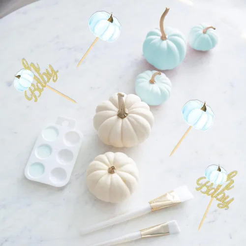 Miniatura 4 de Pumpkin Oh Baby - Decoración para cupcakes con temática de calabaza, para baby shower, cumpleaños, Acción de Gracias, Halloween, fiesta, suministros