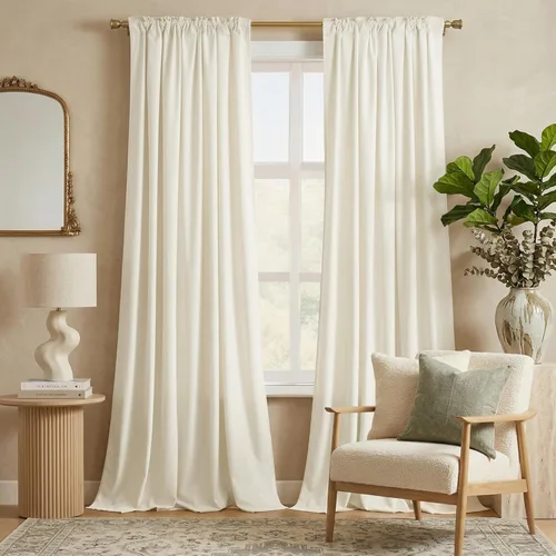 Miniatura 15 de NICETOWN Cortinas blancas extralargas de 144 pulgadas para telón de fondo, cortinas de terciopelo con aislamiento térmico y reducción de ruido