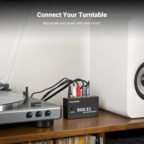 Miniatura 4 de Fosi Audio Box X1 Phono Preamp para giradiscos MM Turntable Mini amplificador de fonógrafo estéreo de audio Hi-Fi/Reproductor de discos con salida