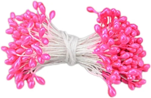 Miniatura 12 de QueenBox® 900 piezas de estambres de flores de doble cabeza de 0.118 pulgadas, Pistilo floral de perlas artificiales para bricolaje, ramo de flores