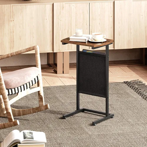 Miniatura 4 de HOOBRO Mesa auxiliar en forma de C, mesa auxiliar de 28.3 pulgadas para espacios pequeños, mesa de sofá con bolsa de almacenamiento, mesa auxiliar