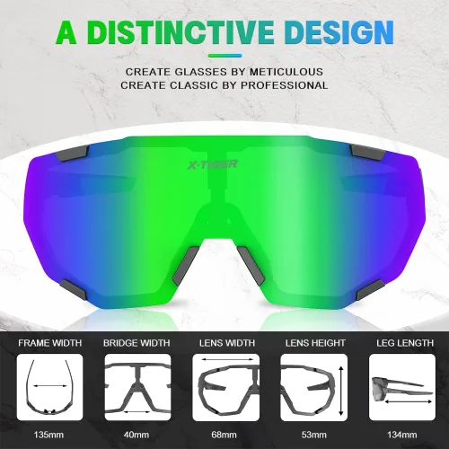 Miniatura 2 de X-TIGER Gafas de ciclismo polarizadas para hombres y mujeres, 5 lentes intercambiables UV400, gafas de sol deportivas, béisbol, correr, pescar