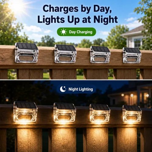 Miniatura 3 de Qualdout Paquete de 8 luces solares para exteriores, luces solares impermeables para cubierta con lente acrílica transparente, luces solares blancas