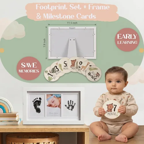 Miniatura 6 de Cesta de regalo para bebé de 22 piezas con elegante caja magnética de recuerdo, juego de regalo para bebé recién nacido para niño y niña, regalos