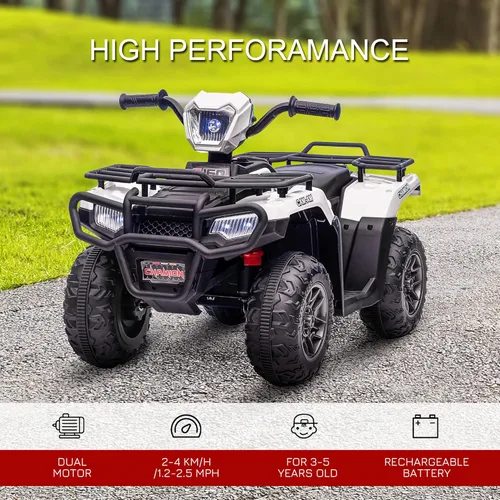 Miniatura 3 de Aosom ATV eléctrico para niños, 12 V, 4 ruedas, 2.5 MPH con faro, música, MP3, neumáticos con pisadas, cuatrimoto a batería para niños de 3 a 5