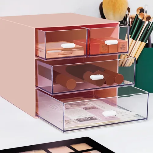 Miniatura 6 de Organizador de escritorio con cajón, organizador de oficina con 4 cajones, caja de almacenamiento de escritorio para escritorio, tocador, oficina