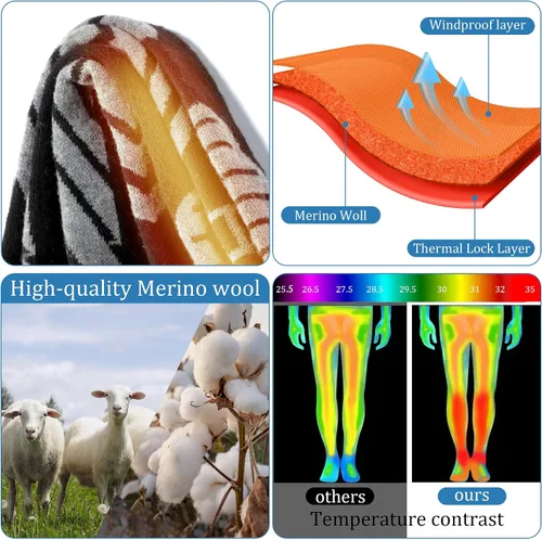 Miniatura 2 de wanchel Merino Wool Ski Socks - 2 Pairs Knee High Skiing Socks, Winter Warm Snowboard Thermal Socks