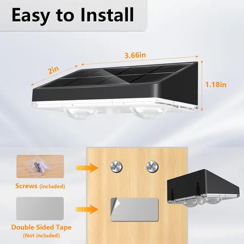 Miniatura 6 de NIORSUN - Luces solares para valla, paquete de 8 luces solares para terraza, color blanco cálido, bombilla impermeable para exteriores LED IP65