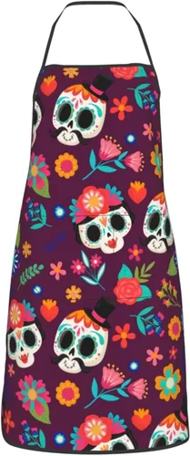 Miniatura 14 de Delantal de calavera de azúcar, delantales de cocina para hombres y mujeres, delantal de cocina, delantal de chef, delantales de jardín ajustables