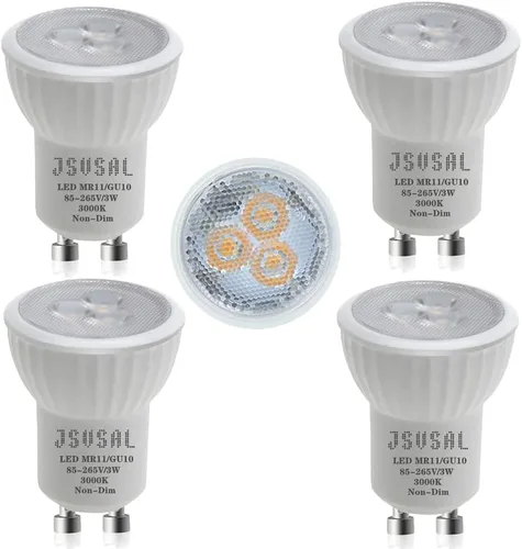 Miniatura 14 de Paquete de 2 mini bombillas LED MR11 GU10 de 1.378 in, luz blanca suave de 3000 K, CA 85-265 V, 3 W GU10 bombillas de foco de base que reemplazan