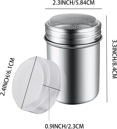 Miniatura 2 de 1 pieza de agitador de polvo de azúcar de acero inoxidable con tapa, agitador de malla fina para polvo de canela para bicarbonato de sodio, cacao