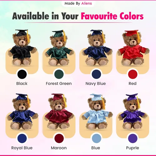 Miniatura 5 de Oso de peluche personalizado de graduación 2026, peluche personalizado con gorra y vestido, lindo animal de peluche de 6 pulgadas para graduados