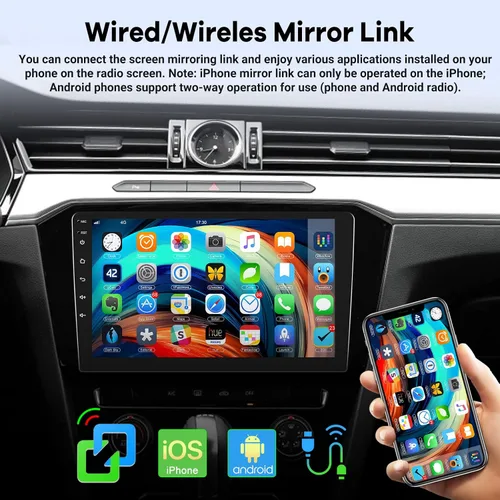 Miniatura 6 de [2G+32G] 10.1 pulgadas Android 11 Estéreo de coche doble DIN con Wireless/Wired CarPlay y Android Auto, pantalla táctil Android Radio con Mirror