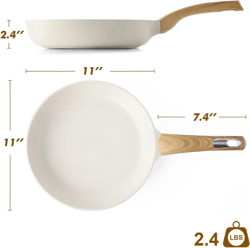 Miniatura 7 de SENSARTE Sartén de Cerámica Antiadherente de 11 Pulgadas, Sartén de Tortillas Antiadherente de 11 Pulgadas, Sartén de Cocina Saludable y Sin blanco