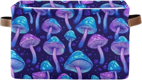 Miniatura 49 de Cesta de almacenamiento de fantasmas blanco y negro para estantes, elegante organizador de lona con asas de cuero, forro impermeable y marco rígido